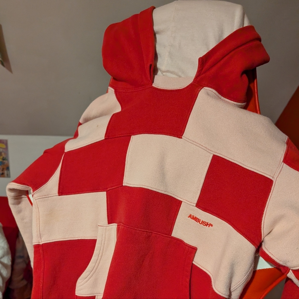 Ambush Red and Pink Checkered Hoodie